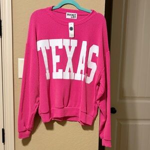 BUCKETLIST Bold Pink Ribbed Top